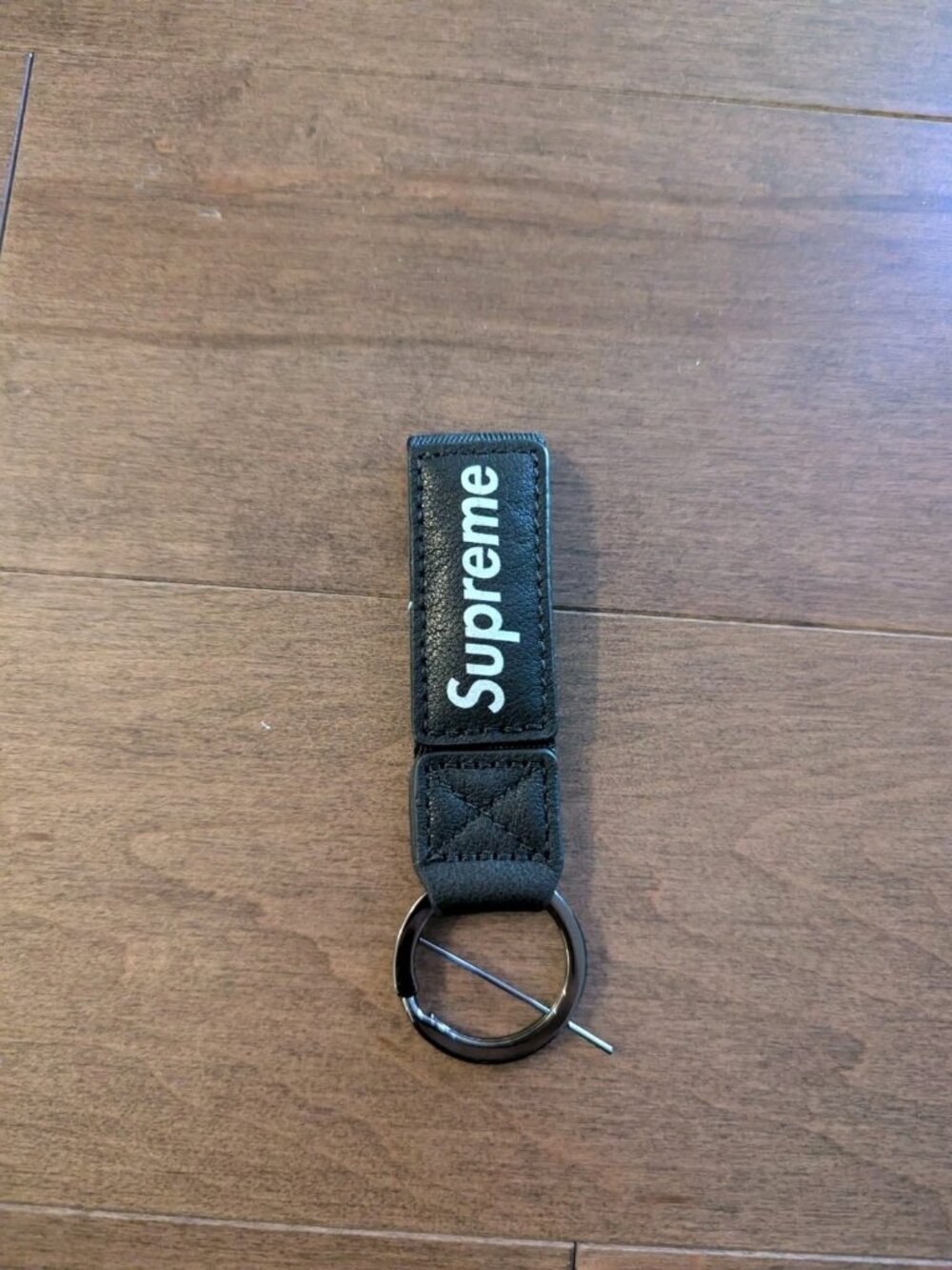 Supreme Box Logo Black Leather Keychain Key Fob Accessory